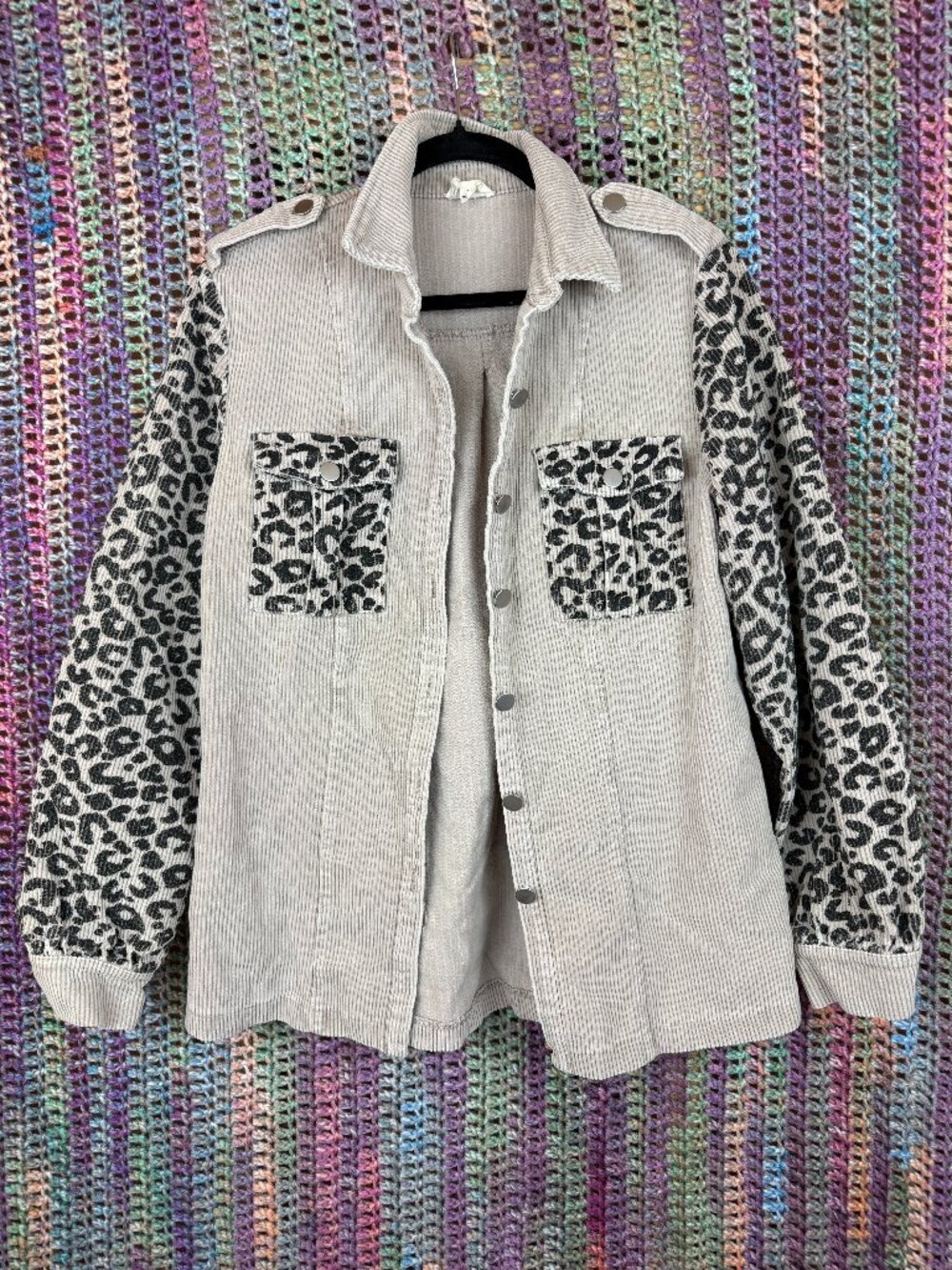 BiBi Corduroy Cheetah Print Jacket (Size M)